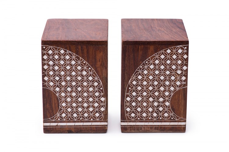 Wood inlay-Bookends fine-2 pcs,